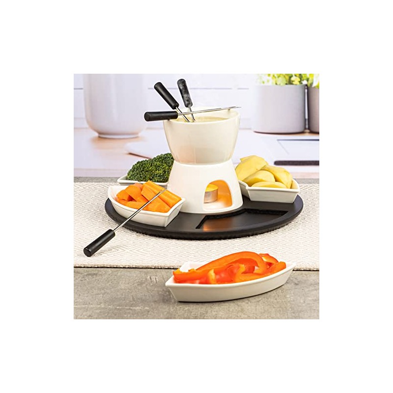 Fondue Set 11 Pieces with Pot Warmer and Forks Haushalt