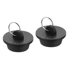 uxcell 2pcs Rubber Drain Stopper with Hanging Ring, Bathtub Drain Plug Fits 1-1/4 Inch to 1-3/8 Inch, Rubber Sink Stopper Drain Plug for Bathtub, Kitchen and Bathroom, Black