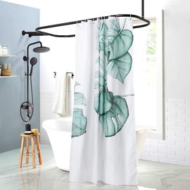PrettyHome Shower Curtain Rod Hoop Square Shape Bathroom Heavy Duty No Rust Oval Shower Rod 58.3"x24" for Clawfoot Tub,for Free Standing Tubs Black