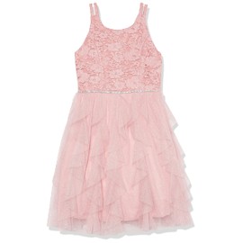 Speechless Girls' Sleeveless Lace Bodice and Fairy Skirt Party Dress, Blush, 10
