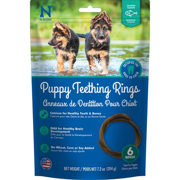 N-Bone Puppy Teething Rings Salmon Flavor Dog Treat, 6 Count