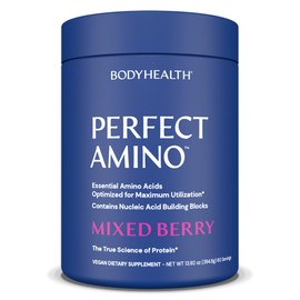 BodyHealth PerfectAmino Powder - BCAA and EAA Powder for Pre and Post Workout - Amino Acid Energy Drink for Men and Women to Support Lean Muscle and Recovery - Mixed Berry - 60 Servings