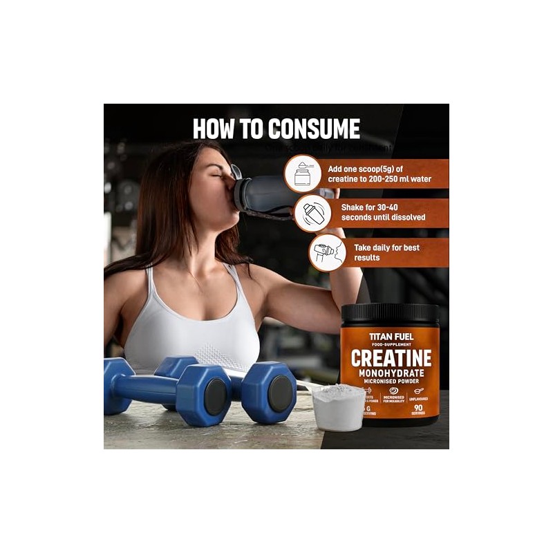 500g Micronised Creatine Monohydrate Powder – 100% Pure Creatine, 5g