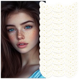 12 PCS Glitter Freckles Tattoo Sticker, Gold Face Glitter Makeup Speckles, Waterproof Shiny Gold Foil Flash Face Makeup Accessories for Professional Makeup, Party Gathering