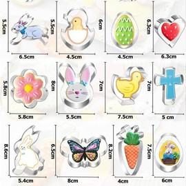 Easter cookie cutters, set of 12, stainless steel cookie cutters, Easter egg, rabbit, carrots