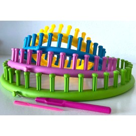 MAHITOI Long Loom Set, 4 Assorted Size & Color, Anchor Pins, Knit Baby Blanket, Hat, Sock, Shawl, Glove, Scarf, includes a Yarn Hook & a Needle, a Fit Craft Kit Tool for Giveaways Souvenirs, Gifts