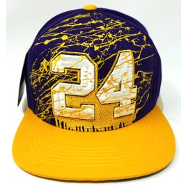 Top Level 24 Snapback Cap Hat Black Mamba Kobe 100% Cotton Adult OSFM Purple Gold NWT