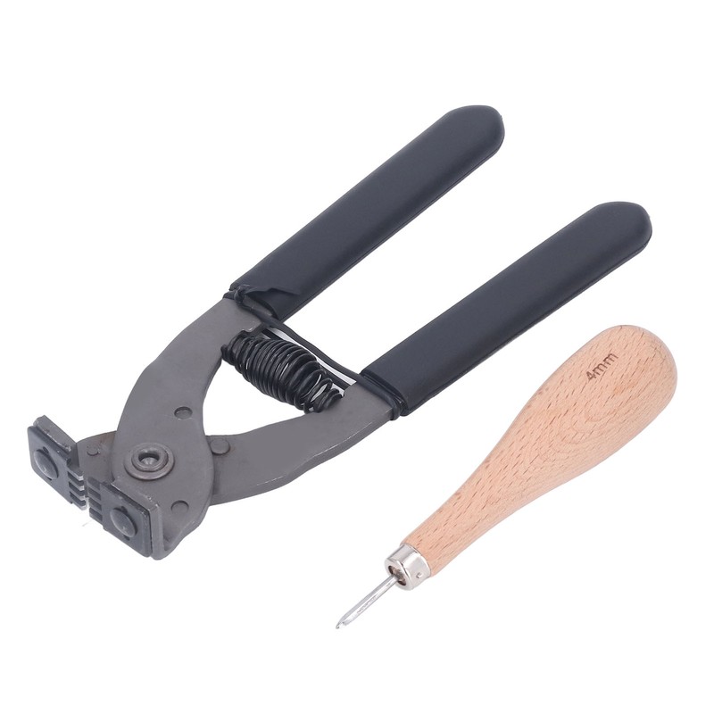 Leather Silent Pliers Diamond Awl Black Handle 4mm 4 Teeth