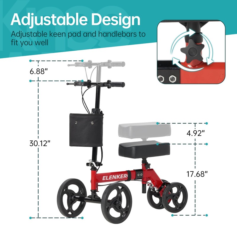 ELENKER Steerable Knee Walker Deluxe Medical Scooter for Foot Injuries