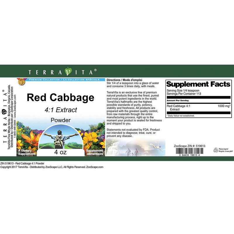 Red Cabbage 4:1 Powder (4 oz, ZIN: 519613)