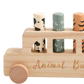 Colcolo Wooden Popup Toys Animal Bus Figures Matching Game Creative Fine Motor Skills Educational Game Early Learning Toys for Girls