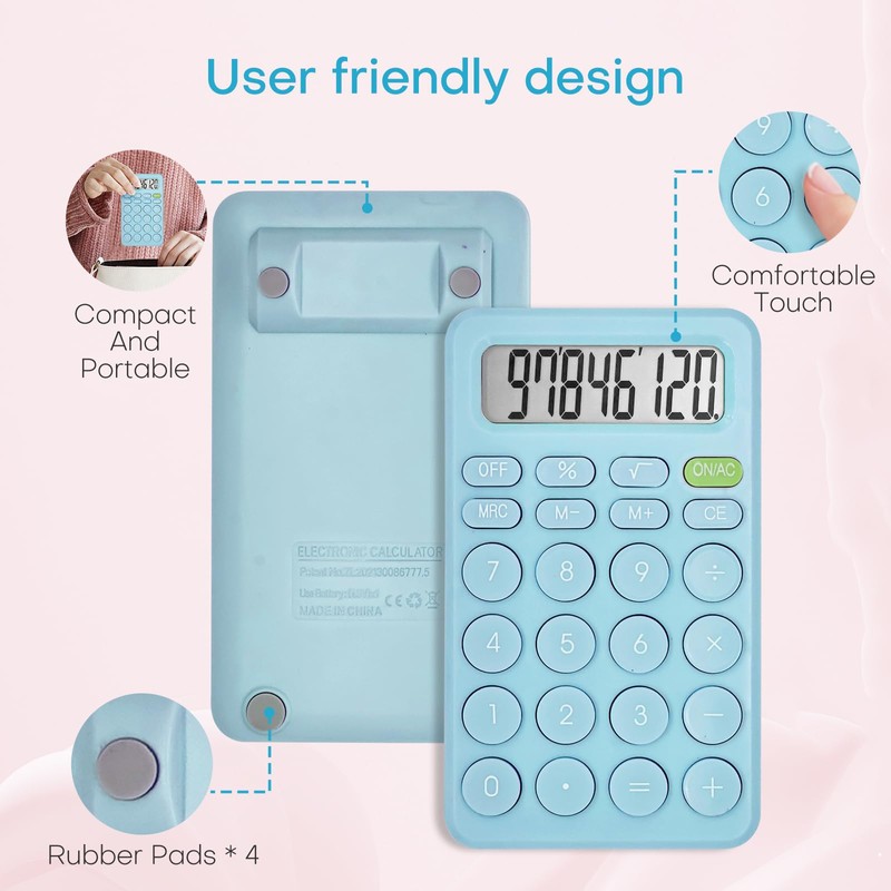 Basic Cute Calculator Four Function for Teachers Students Basics Office,