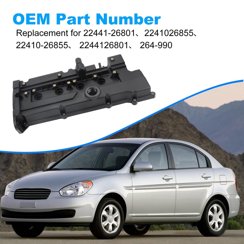 WATERWICH Engine Valve Cover with Gasket Compatible with Hyundai Accent,