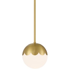 360 Lighting Camila 7" Mid Century Modern Pendant Ceiling Light Fixture Dining Room Over Table Kitchen Island Foyer Globe Hanging Antique Brass Finish Glass Hallway Entryway Living Room Mini