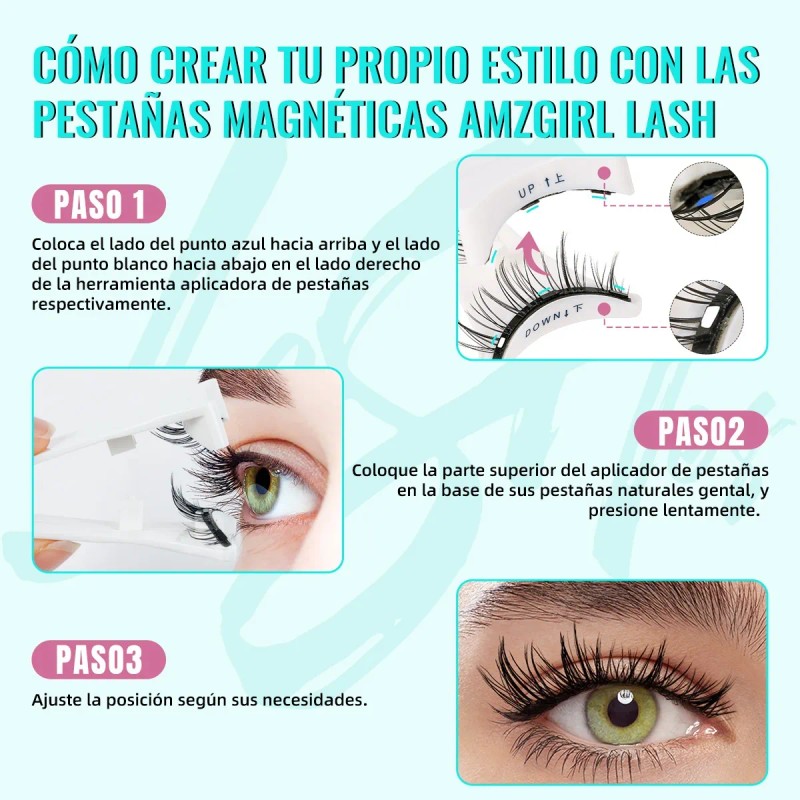 Kit De Pestañas Postizas Magnéticas Con Clip 2 Pares