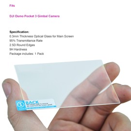 JJC (2+2 Pack Tempered Glass Screen Protectors for DJI Osmo Pocket 3 Gimbal Camera Shatterproof, Scratchproof, Ultra Thin HD