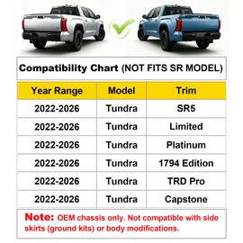 No Drill Mud Flaps for 2022-2026 Toyota Tundra Splash Guards, Not Fit SR