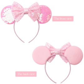 AQOKKA Mouse Ears Headbands with Bow Minnie Ears Cosplay Costume Hair Accessories for Women Girls Birthday Party Decoration