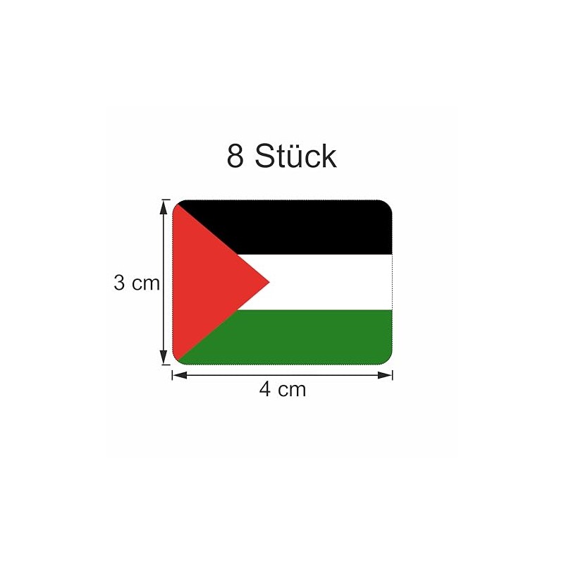 Generisch Set of 8 Palestine Flags Sticker Set, Black, White,