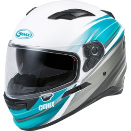 FF-98 Full-FACE Osmosis, Full-Face Motorcycle Helmet, DOT- and ECE- Approved for Street Riding and More (Matte White/Teal/Grey, X-Small)