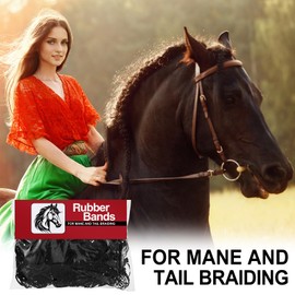 Canlierr 1000 Pcs Large Black Leather Rubber Bands Horse Rubber Bands Mini Braiding Bands Equine Hair Ties for Use on Horse Manes and Tails Supplies