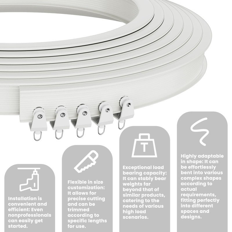 Jilron Room Divider Curtain Ceiling Curtain Track Set for Blackout