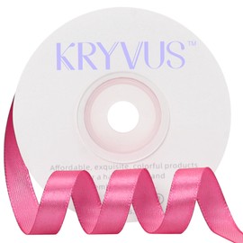 Kryvus Hot Pink Satin Ribbon, 10mm x 22M Single Face Hot Pink Ribbon, Solid Color Satin Ribbon Perfect for Gift Wrapping, Crafts, Bow Making, Sewing and Wedding Decorations