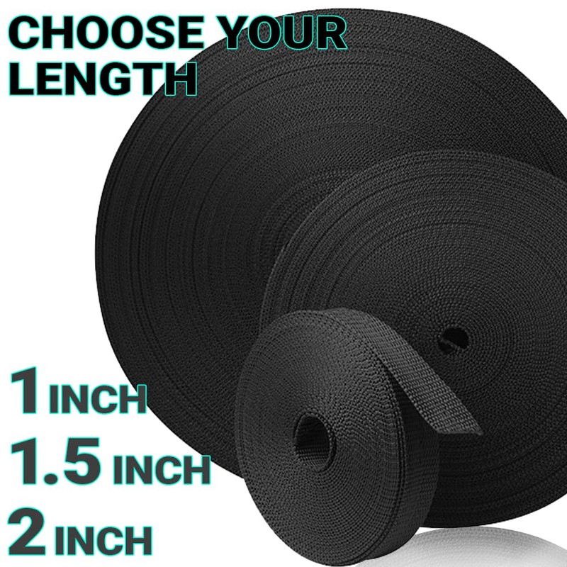 TECEUM 1 Inch Webbing – Black – 10 Yards –