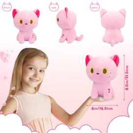 LSYDCARM Cat Plush Toy, Cute Pink Cat Stuffed Animals Kawaii Cat Plushie Doll, Creative Soft Stuffed Cat Plush Toys for Kids Boys Girls Birthday Home Decor