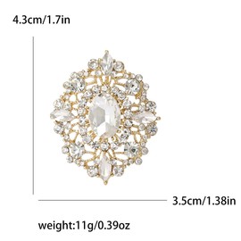 Reizteko Vintage Clear Austrian Crystal Brooch Pin for Women Elegant Wedding Bridal Brooches Broach Pin 1.69"*1.39" (gold)