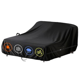 Letsteel Outdoor Daybed Cover Waterproof, 420d Waterproof Patio Daybed Covers, Outdoor Couch Rattan Daybed For Patio Bed With 2 Handle & Zipper, Black