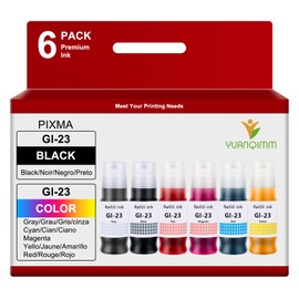 YUANQIMM GI-23 GI23 Ink Refill Bottles (Not Sublimation Ink) Replacement for Canon GI-23 Refill Ink GI23 to use with Canon PIXMA G620 Refill Ink Pixma G620 Printer (Black,Cyan,Magenta,Yellow,Red,Gray)