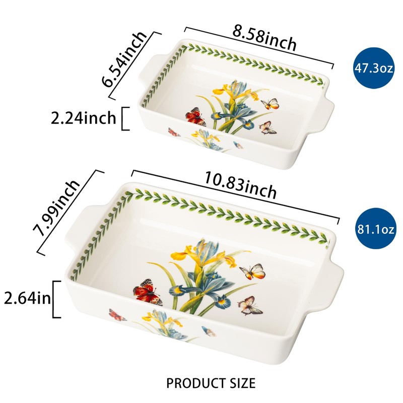 ONCCI In-Glaze Ceramic Baking Dish Set of 2 - Rectangular