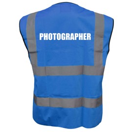 BLUE Hi Vis vest PHOTOGRAPHER Vest Waistcoat Safety Vest X-Large