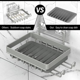 BATHDESIGN Shower Caddy Shelves Organizer Rack, 3 Pack Shower Caddy with Soap Holder, Shower Shelves for Inside Shower, No Drilling Wall Mounted Self Adhesive Shower Shelves, Paint Nickel