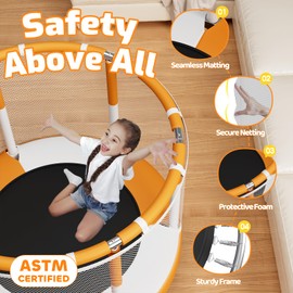 ZCMHAXJ 55" Trampoline for Kids with Enclosure, 440lbs Capacity Indoor & Outdoor Toddler Trampoline, Gifts for Boys & Girls