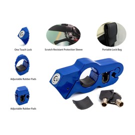Anti Theft Motorcycle Lock with Grip Protection Sleeve,Heavy Duty Motorcycle Lock Anti Theft Throttle Brake Grip Lock,Universal for Moped Scooters ATV Dirt Bike Street & Motorcycle Accessories (Blue)