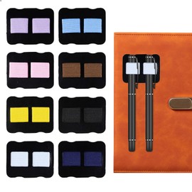 Fsnjcz 8 Pcs Pen Holder for Notebook, Self-adhesive Double Pen Elastic Loop Holders Ultra-Thin Leather Design for Notebooks Clipboard Journal Calendar Planner