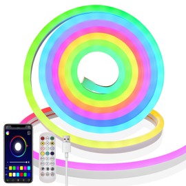 3 m RGB IC Neon LED Strip, USB 5 V LED Strip with Remote Control via App, Music Synchronization, Segmented Colour Changing, Intelligent RGB LED Strip for Bedroom