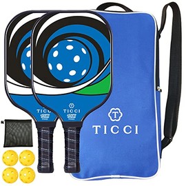 TICCI Pickleball Paddle Set 2 Premium USAPA Approved Graphite Craft Rackets Honeycomb Core 4 Balls Ultra Cushion Grip Portable Racquet Case Bag Gift Kit Men Women Indoor Outdoor (B G Kit)