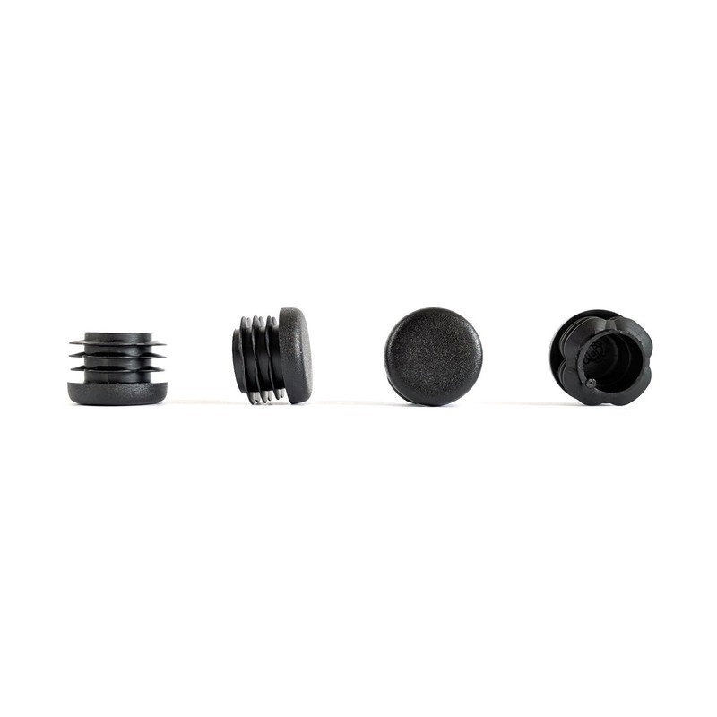 23mm Plastic End Caps, Black Round Tube Inserts, Pack of