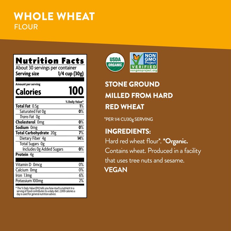 Nature's Path Whole Wheat Flour, 32 oz, 4 Pack