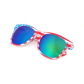 SHADERZ American America USA Flag Sunglasses Patriotic Clear Frame Classic 80s (Olivine, 52)