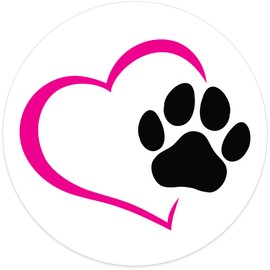Stickios Paw Print Decal 4.75x4.75 inches - Cute Pink Heart Dog Mom Decal - Waterproof Pet Sticker for Cars, Windows, Water Bottles, Laptops - Besties