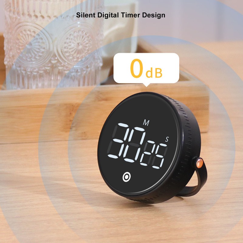 Digital Kitchen Timer LED Display Rotating 3 Volume Levels Adjustable