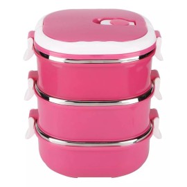 Aquila Contenedor Para Comida 3 Niveles Aquila Rectangular Color Rosa