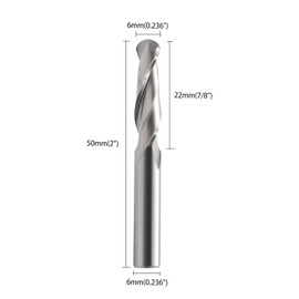 EU_HOZLY 6x22mm 2 Flute Carbide Ball Nose End Mills CEL Pack Of 5