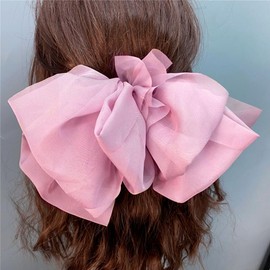 Pink Chiffon Bow Hair Clip Hair Bow Hair Clips Women's Hair Clip Large Pink Bow Hair Clip Hair Clips Tulle Bow Hair Clips Hair Accessories Hair Bows Girls Hair Clips Hair Accessories