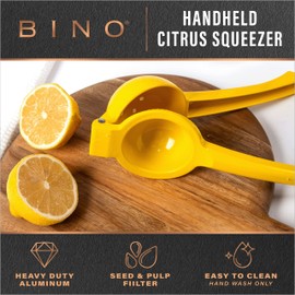 BINO Aluminum Alloy Lemon Juicer - Yellow | Citrus Squeezer Press | Manual Hand Juicer Tool for Squeezing Fruit Juice | Hand Press Juicing Tool for Lemon & LIme | Orange Squeezer | Kitchen Tools