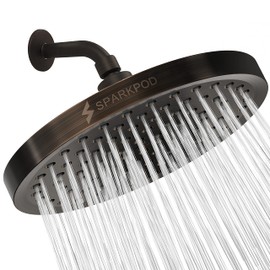 SparkPod Shower Head - High Pressure Rain - Premium Quality Luxury Design - 1-Min Install - Easy Clean Adjustable Replacement for Your Bathroom Shower Heads (Vintage Oil Rubbed Bronze, 8 Inch Round)